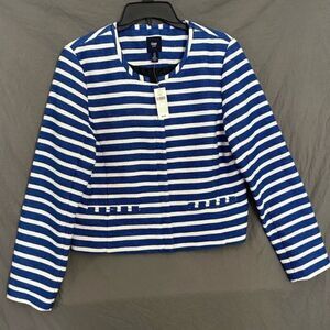 202 NWT Gap blue and white stripe suit jacket zipper front Size 12
